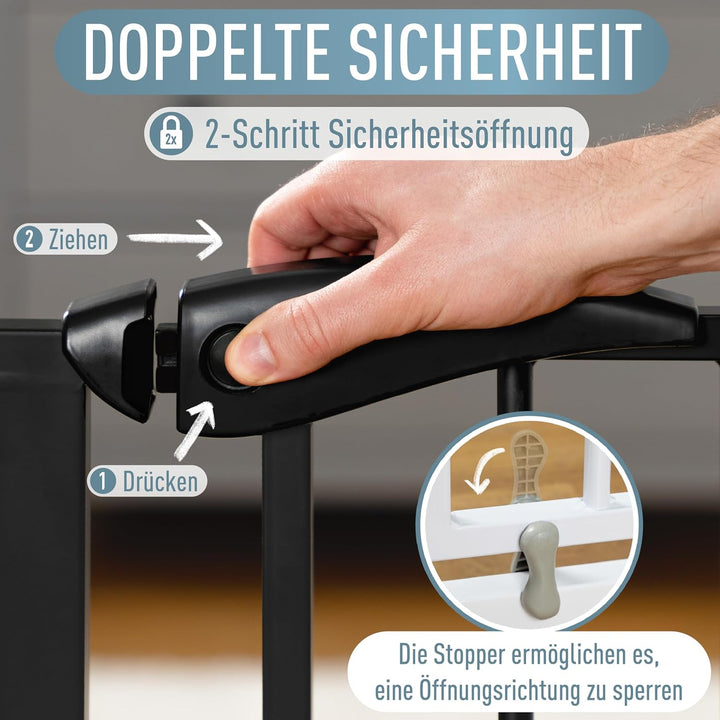 ib style® Berrin Treppengitter 67-175cm | Türschutzgitter | Ohne Bohren | 90° Stop | Auto-Close | 15