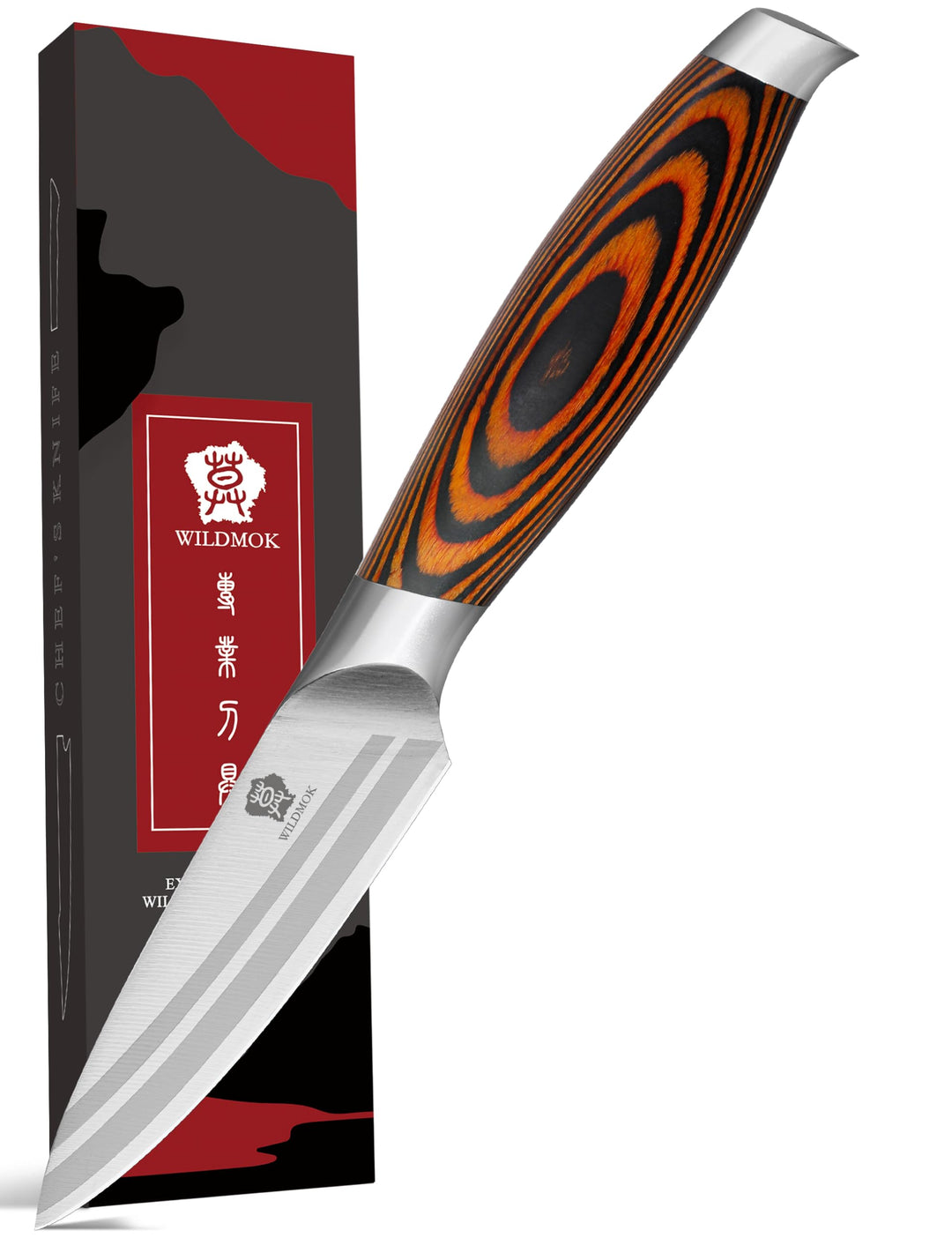 WILDMOK 9cm Schälmesser, Obst und Gemüsemesser Küchen Messer Klein Edelstahl Obstmesser Ergonomische