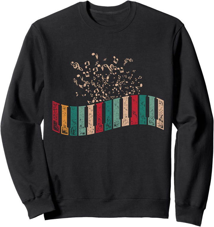 Musik Noten Klaviatur Pianist Geschenk Retro Klavier Sweatshirt