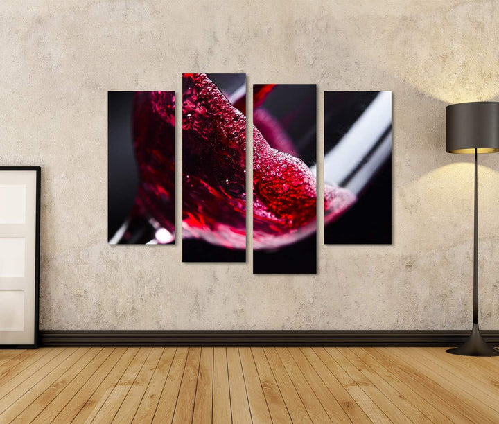 islandburner Bild auf Leinwand Rotwein Im Weinglas Auf Schwarzem Hintergrund Für Küche Bilder Wandbi