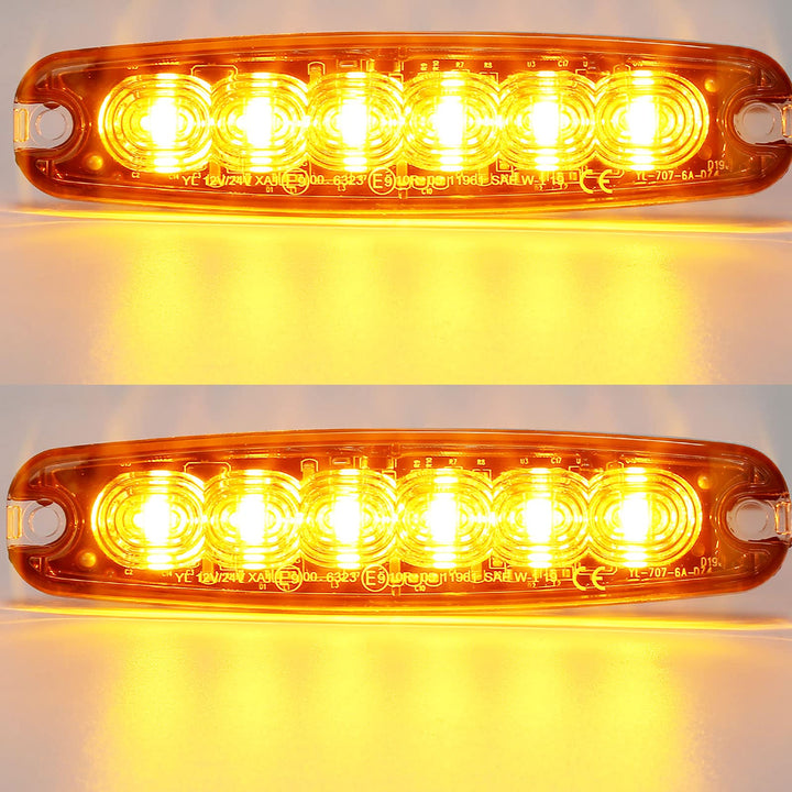 12V/24V 6LED Warnlicht Stroboskoplicht,Ultradünn Led Seite Frontblitzer Amber Blitzer Blitzmodul Ora
