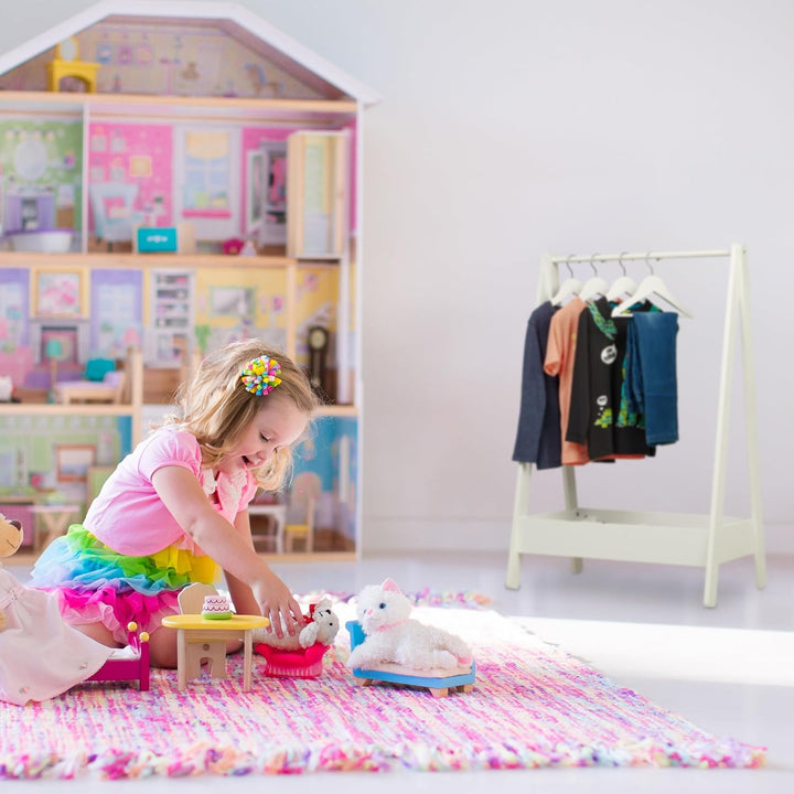 Relaxdays Kleiderständer Kinder, HxBxT 99 x 64,5 x 42,5 cm, Kleiderstange mit Ablage, Kinderzimmer,