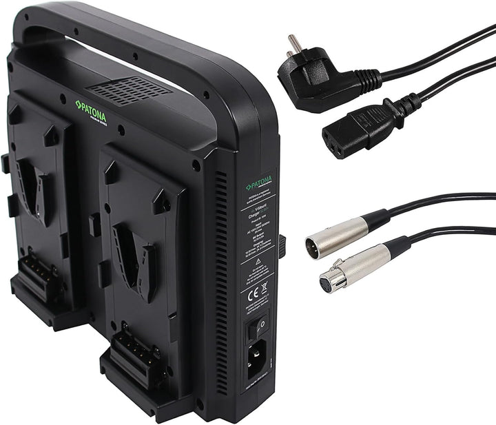 PATONA Premium V-Mount 4 Kanal smart Ladegerät (3A) mit 4-Pin XLR DC Kabel V-Mount 4 Kanal Lader, V-