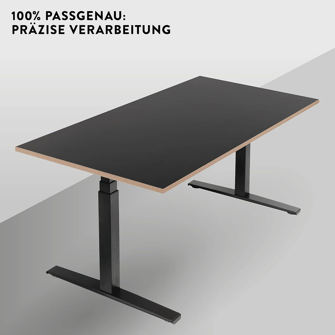 boho office® Schreibtischplatte, Tischplatte – 120 x 80 x 2,5 cm in Schwarz mit edler Multiplex Echt