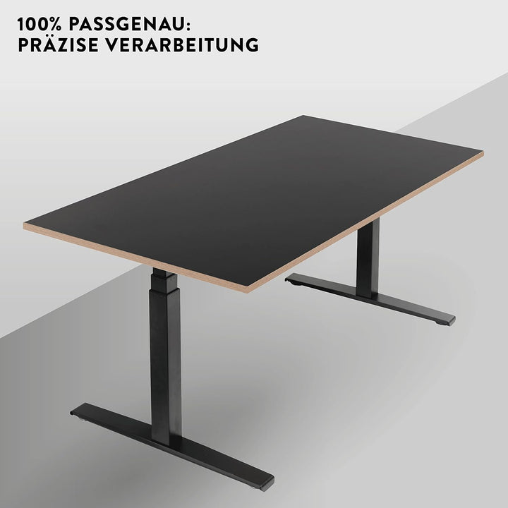 boho office® Schreibtischplatte, Tischplatte – 120 x 80 x 2,5 cm in Schwarz mit edler Multiplex Echt