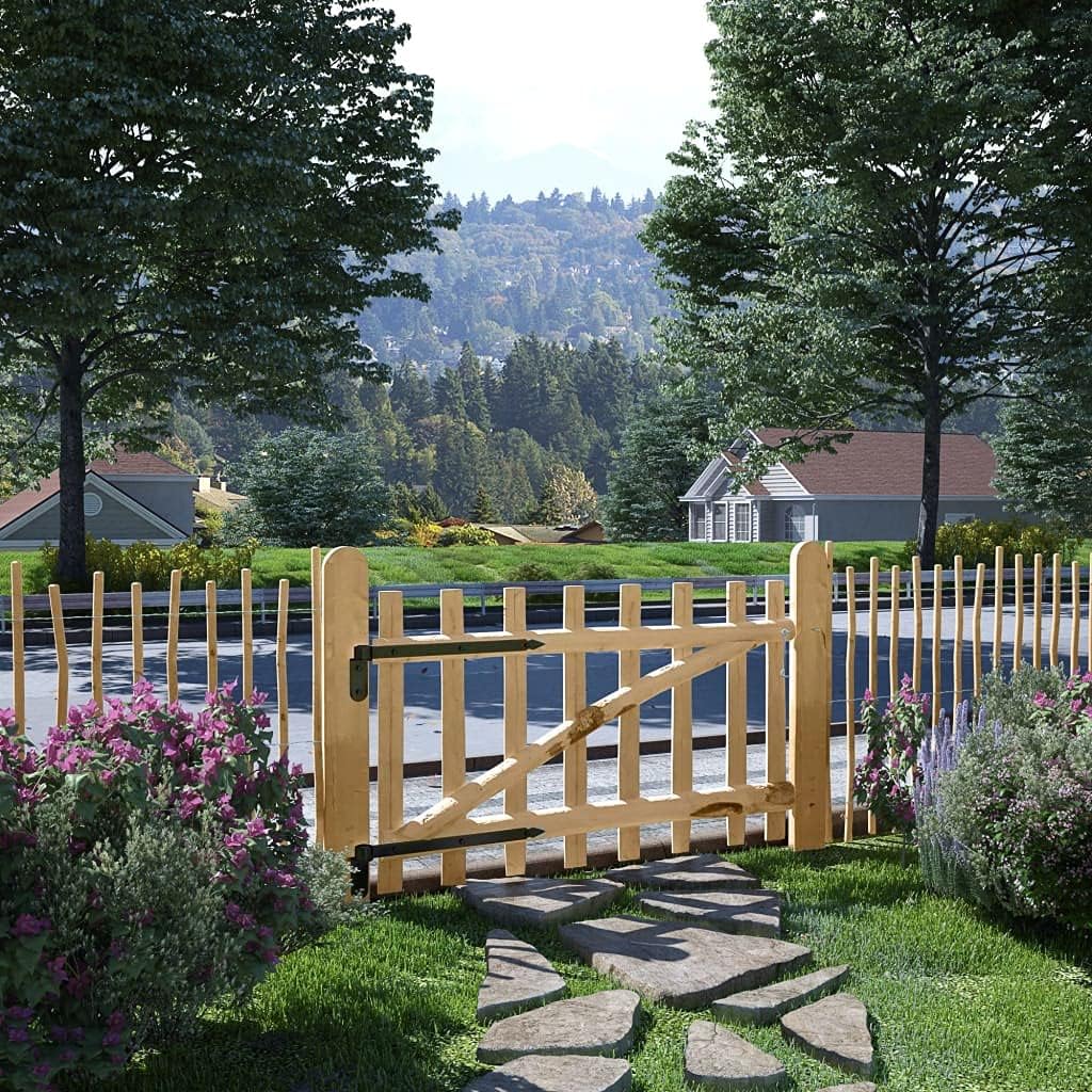 vidaXL Zauntor 100x60cm Haselnussholz Gartentor Hoftor Staketenzaun Tor Tür 100 x 60 cm, 100 x 60 cm