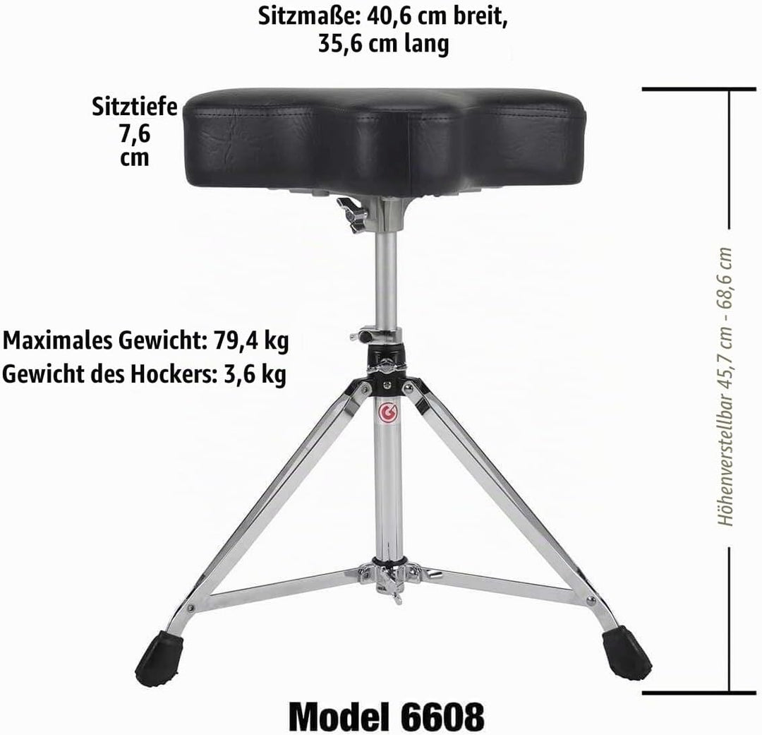 Gibraltar GI806604 Schlagzeughocker 6000 Serie 6608 Moto Seat Mehrfarbig Einzelbett, Mehrfarbig Einz
