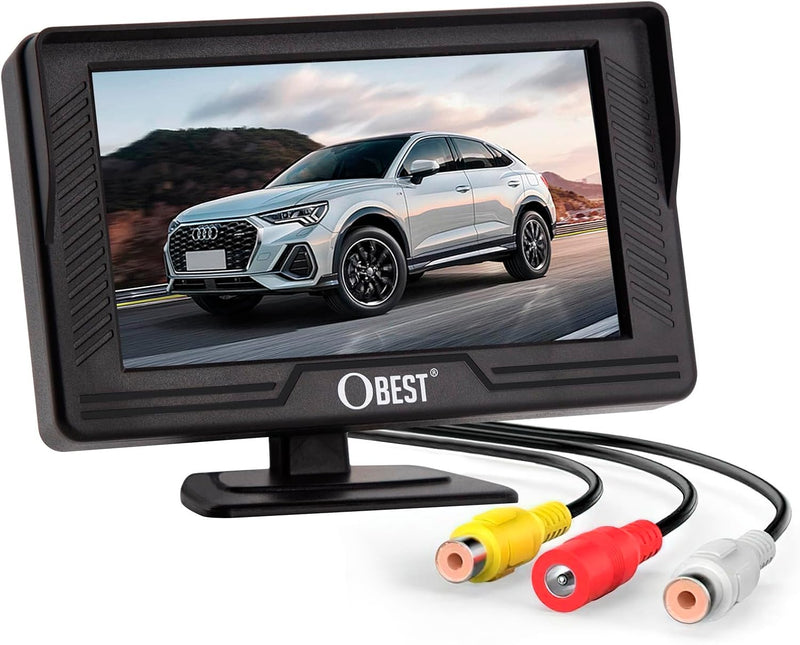 OBEST 4,3" Rückfahrkamera Auto Monitor Bildschirm, Monitor für Rückfahrkamera, V1/V2 Zwei Video-Eing