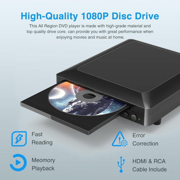 Ceihoit Mini DVD Player für TV HDMI/AV Ausgang mit Kabel enthalten, HD 1080P Upscaling, USB Eingang,