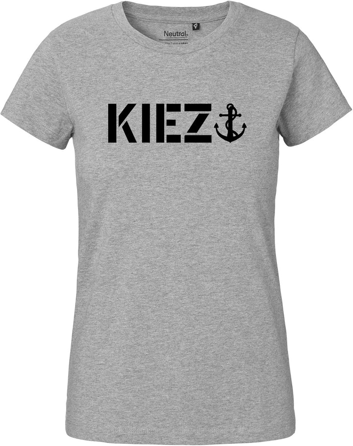 huuraa Damen T-Shirt Kiez Anker Schriftzug Bio Baumwolle Fairtrade Oberteil Grösse XS-XXL mit Motiv