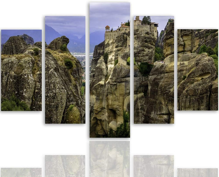 Bilder 5 Teilig Landschaft Deco Panel Kunst Berge Natur Himmel bunt 100x70 cm Deco panel 100x70 cm C