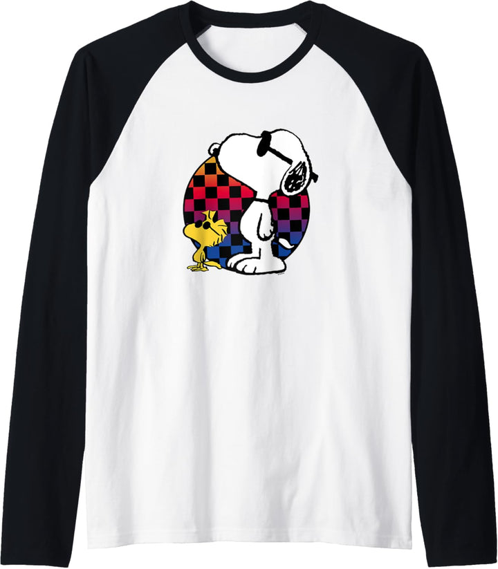 Peanuts - Snoopy Checkered Rainbow Raglan