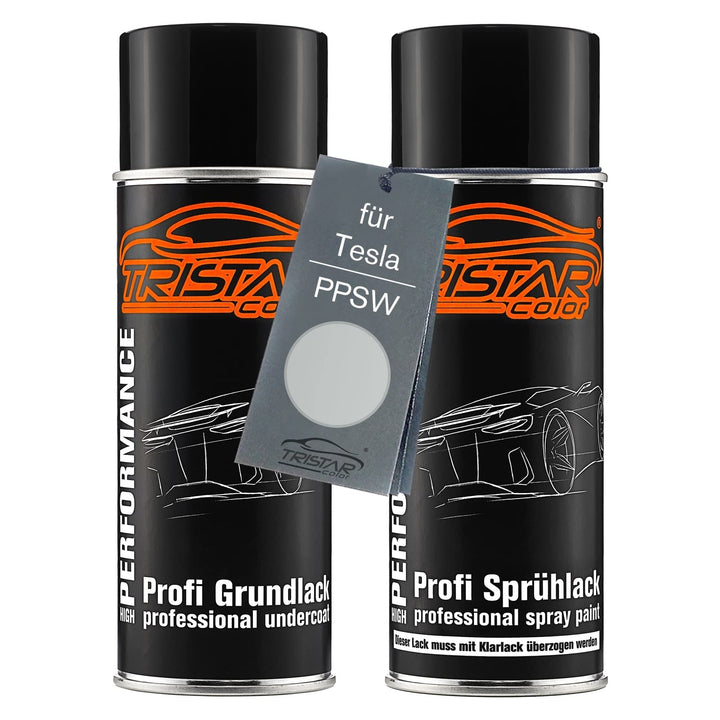 TRISTARcolor Autolack Spraydosen Set für Tesla PPSW White Water Perl/Shasta Perl White Grundlack Bas