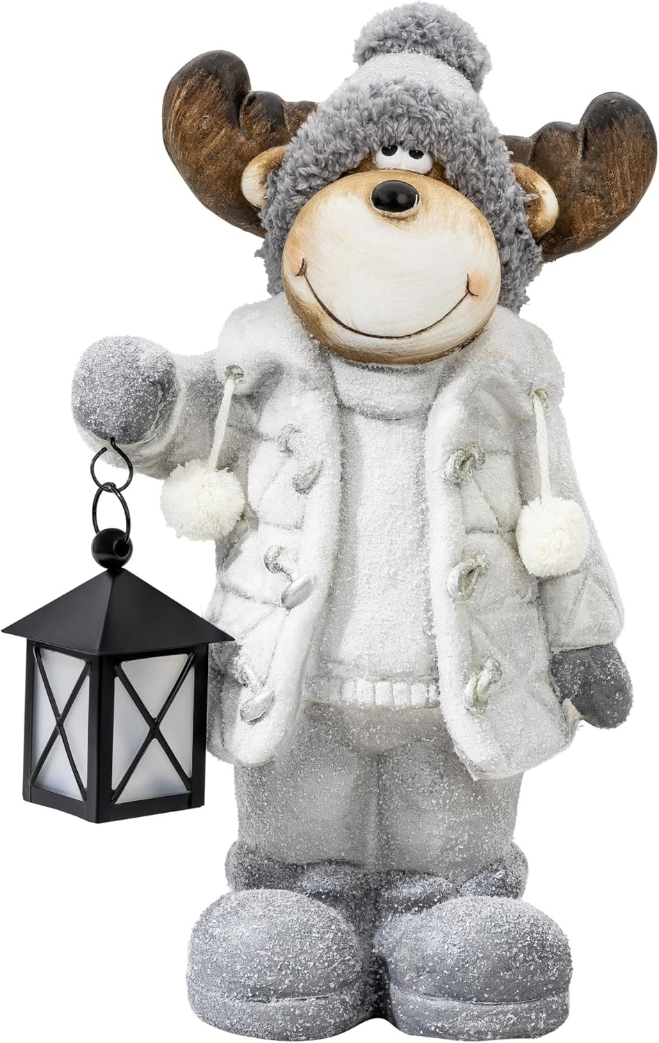 Weihnachtsdeko Elch 40cm Figuren mit Laterne Weihnachtsfiguren für aussen beleuchtete XXL Dekofigure