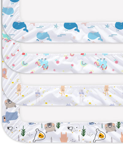 Bimocosy Spannbettlaken 60x120cm, 4er Set für Babybett & Kinderbett, Weiche Mikrofaser, Atmungsaktiv