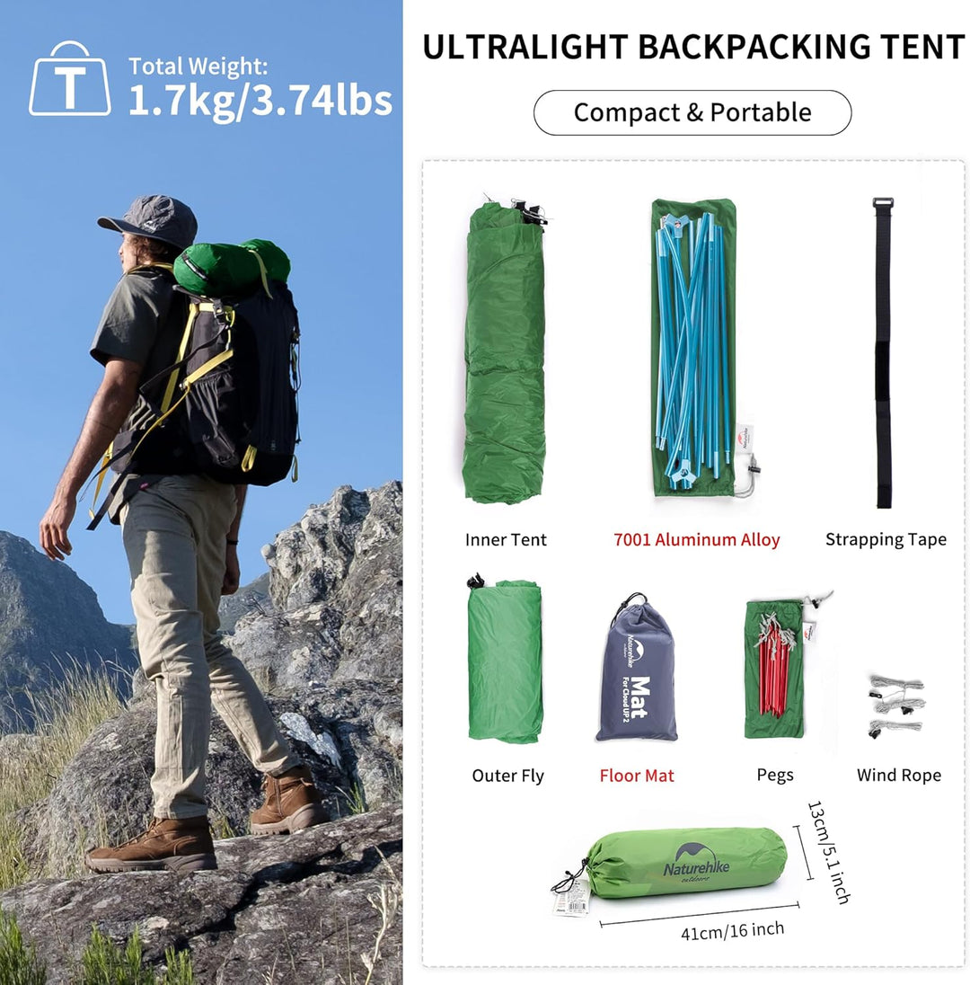 Naturehike Cloud up 1 Zelt Ultraleichte Zelt 1 Person Einzelzelt 1 Mann Zelt für 4 Jahreszeiten Zelt