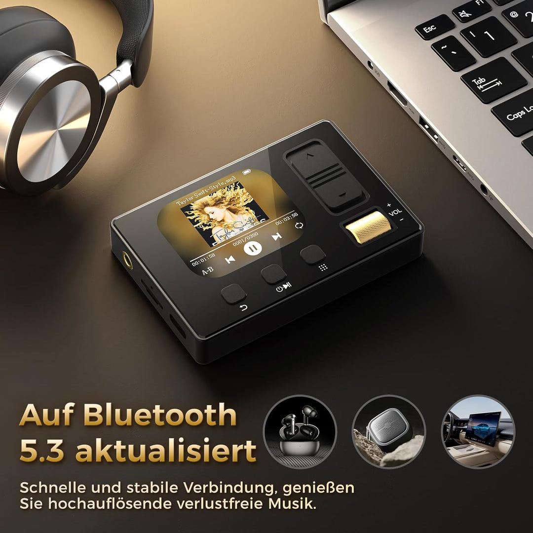 32GB MP3 Player mit Bluetooth 5.3, HiFi Sound MP3 Player Kinder, tragbarer Musikplayer mit Equalizer