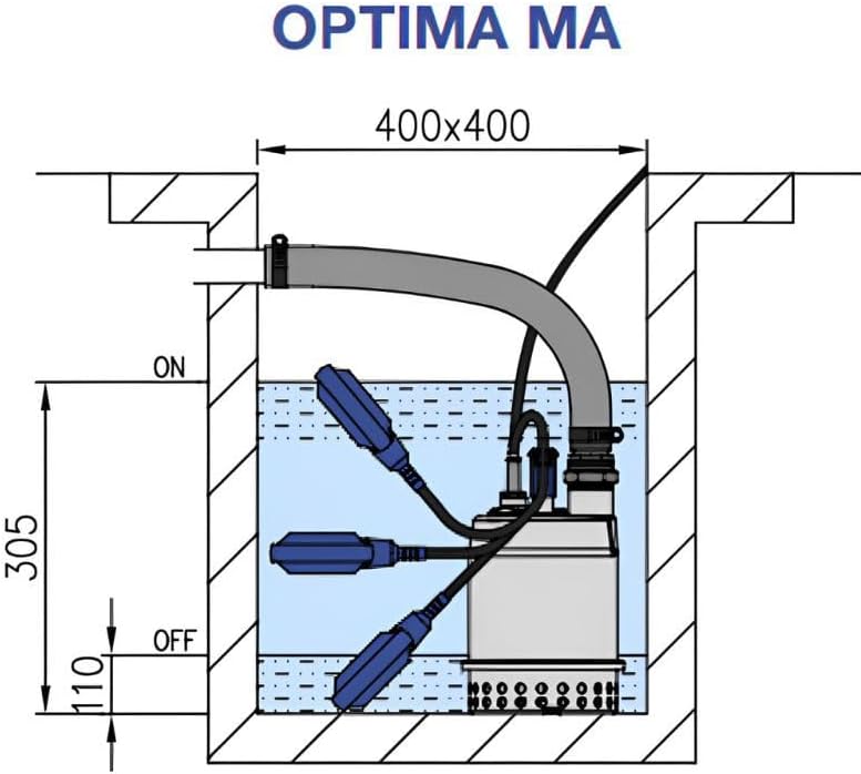 Klarwasserpumpe Ebara Optimama, 0,25 kW, bis zu 9 m³/h, einphasig, 220 V