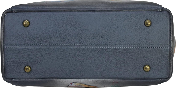 Anuschka Handbemalte Satchel Tasche mit mehreren Fächern aus Echtleder Calaveras De Azúcar, Calavera