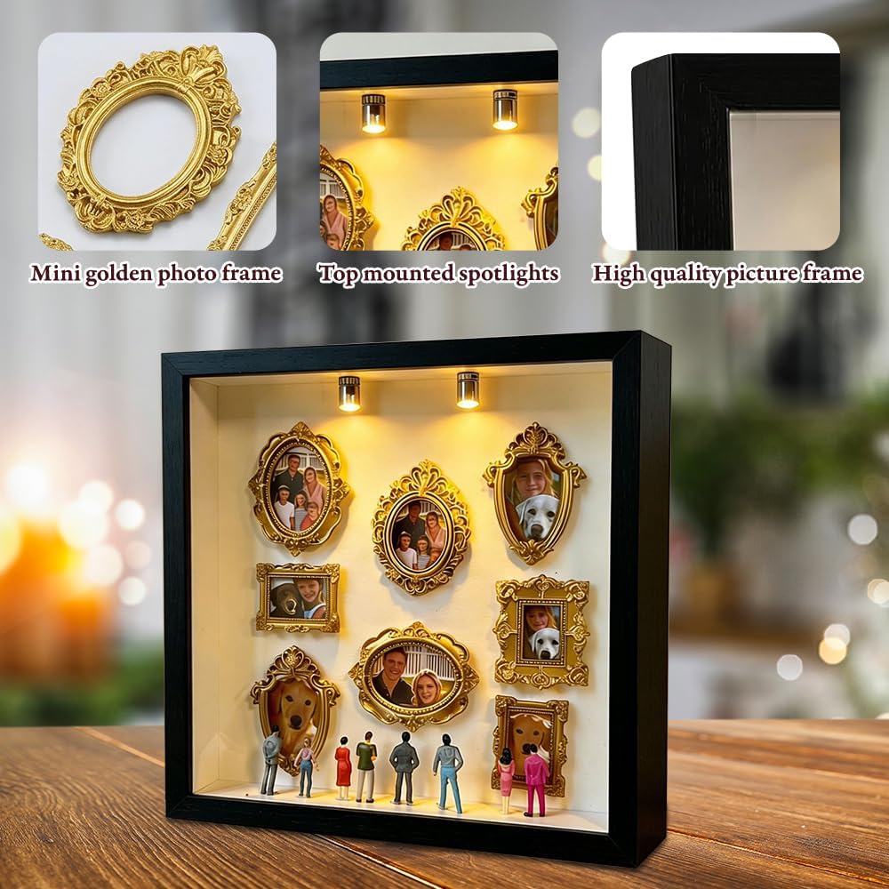 DIY Mini Museum Silhouette Box, Mini Figuren Menschen Museum mit lichtern, Kreatives Erinnerungsdisp