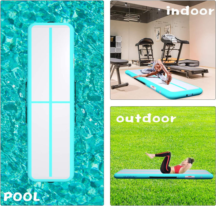 HIJOFUN Aufblasbare Gymnastik Tumbling Matten 3/4/5/6Meters 20CM Höhe Trainings Matte Länge Bodenmat