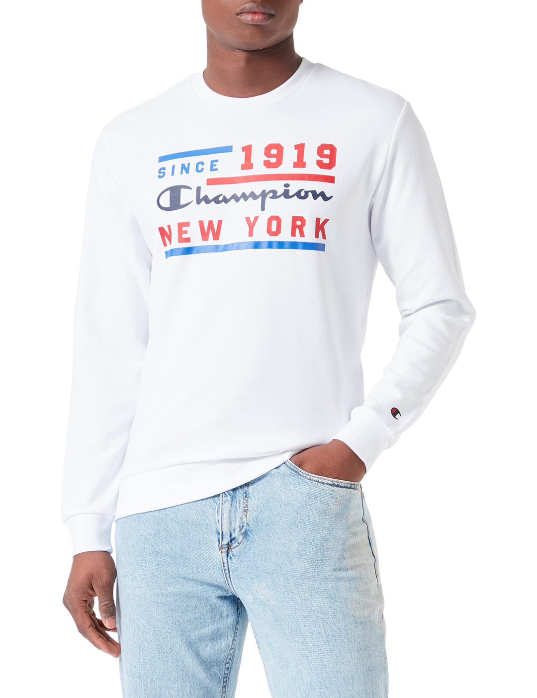 Champion Herren Legacy Graphic Shop Authentic Powerblend Terry Crewneck Sweatshirt XL Weiss, XL Weis