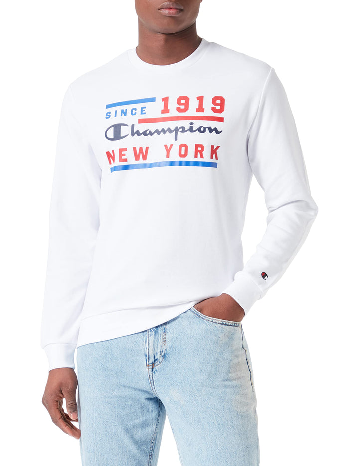 Champion Herren Legacy Graphic Shop Authentic Powerblend Terry Crewneck Sweatshirt XL Weiss, XL Weis
