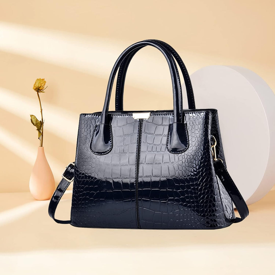 NICOLE &amp; DORIS Handtaschen Damen Mode Krokoprägung Henkeltasche Lackleder Handtasche Shopper Umhänge
