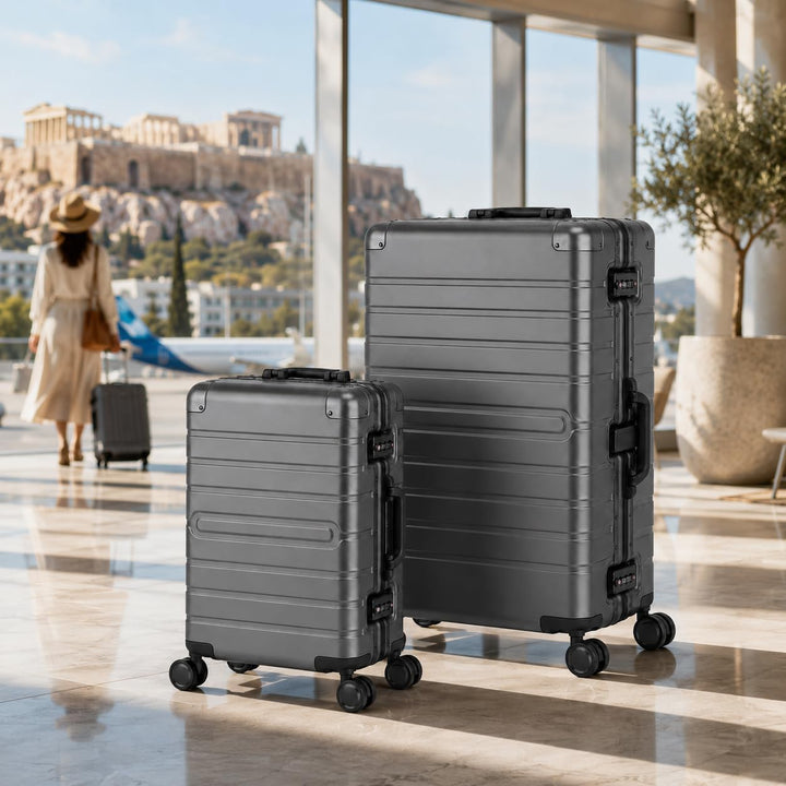 Travelhouse Oslo Aluminium Koffer-Set - Handgepäck Vol. 39L & Check-in Aufgabegepäck Koffer Vol. 102