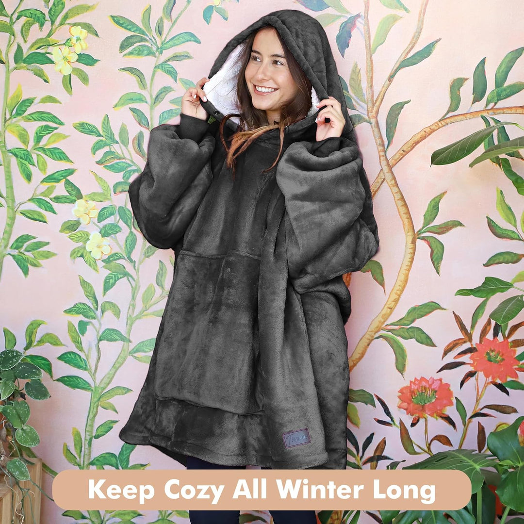Catalonia Classy Oversized Sherpa Hoodie Decke, grosses Kapuzen-Sweatshirt für Frauen, weiche gemütl