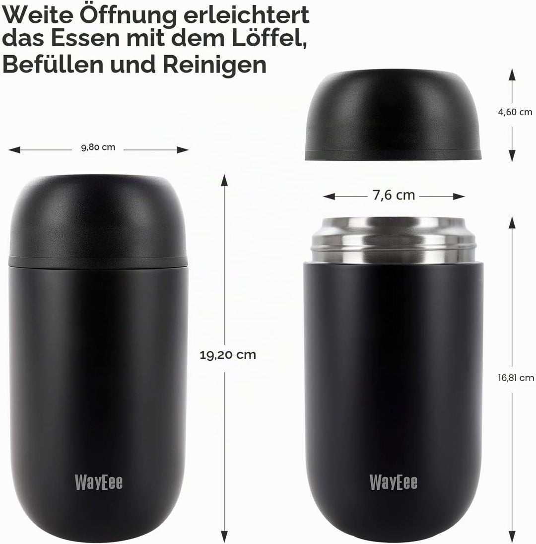 Thermobehälter für Essen 450ml, 710ml Thermobecher Essen Edelstahl Warmhaltebehälter mit Löffel Esse
