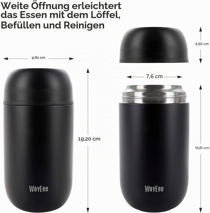 Thermobehälter für Essen 450ml, 710ml Thermobecher Essen Edelstahl Warmhaltebehälter mit Löffel Esse