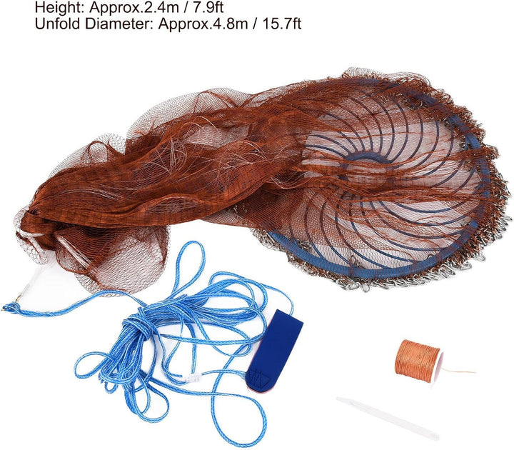 Wurfnetz Zum Fischen, Tragbares Fischernetz, Nylon Mesh Fischnetz zum Fangen von Angelnetz Angelzube