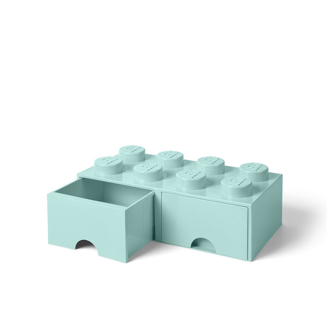 Lego Brick Schublade 8 Knöpfe, 2 Schubladen, stapelbar Aufbewahrungsbox, 9,4 l, Aqua (Mint grün), 32