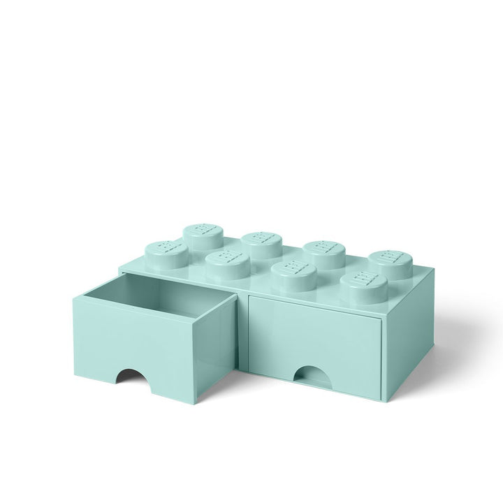 Lego Brick Schublade 8 Knöpfe, 2 Schubladen, stapelbar Aufbewahrungsbox, 9,4 l, Aqua (Mint grün), 32