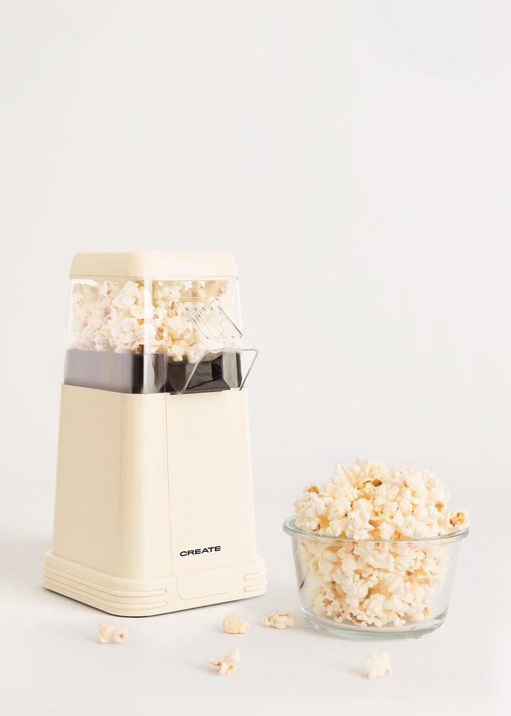 CREATE/POPCORN MAKER/Elektrische Popcornmaschine Cremeweiss/Retro-Stil, Fettfrei, Ölfrei, einfache B