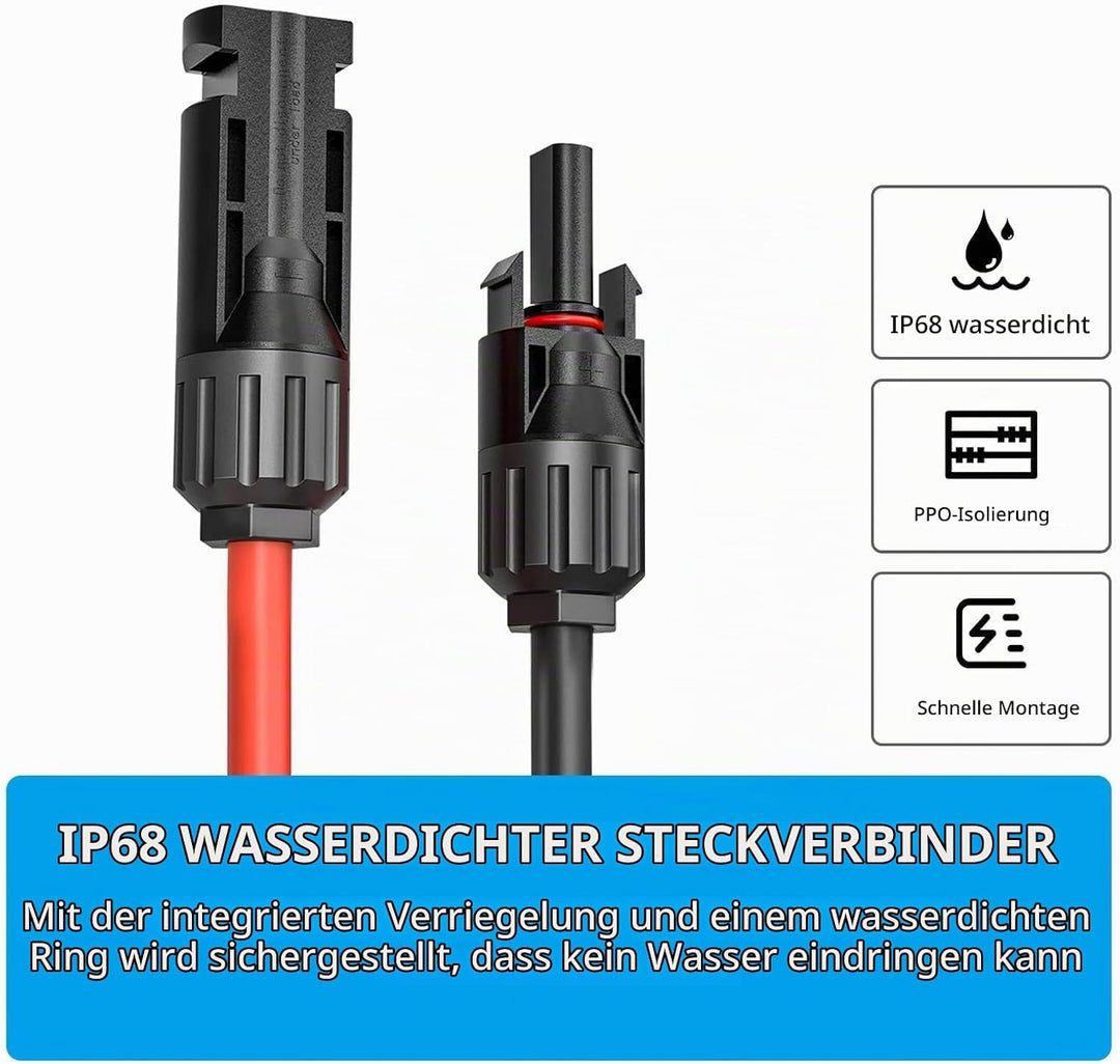 Solarkabel 6mm2,Solarkabel Verlängerung 8m, Solarkabel Verlängerungskabel,Photovoltaik Solarkabel,Ve