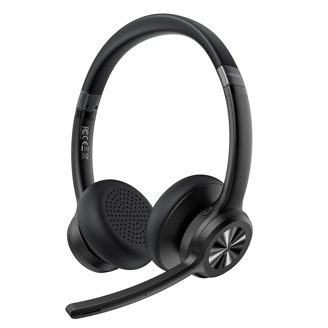 TECKNET V5.2 Bluetooth Headset mit Mikrofon, Wireless Headset mit Noise Cancelling und Stummschaltun