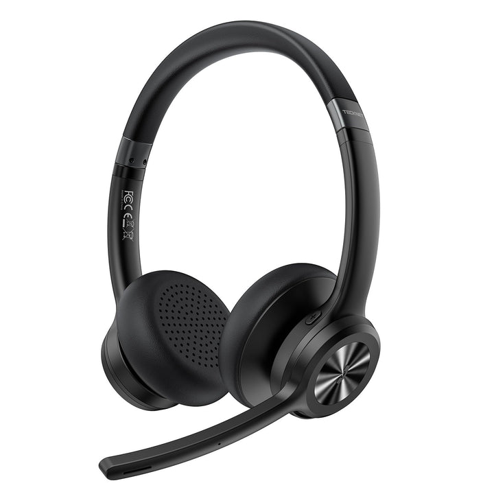 TECKNET V5.2 Bluetooth Headset mit Mikrofon, Wireless Headset mit Noise Cancelling und Stummschaltun
