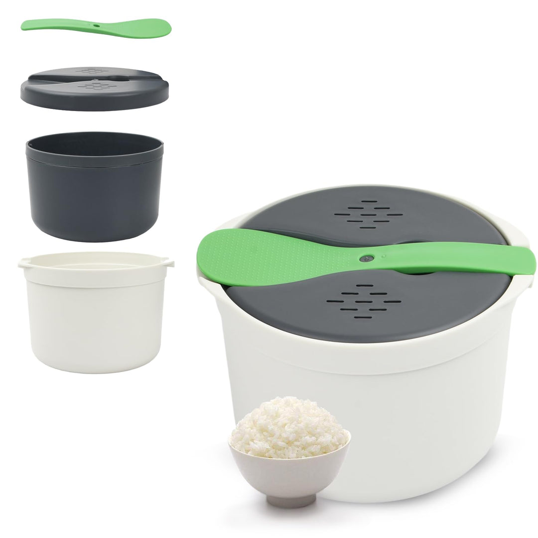 Mikrowellen Gedämpfter Reiskocher, 2L Dampfgarer Mikrowelle, Mikrowellen-Reis- und Nudelkocher, Damp