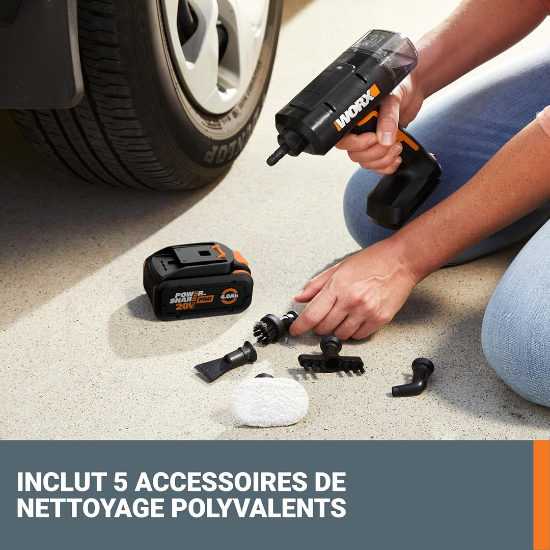 WORX 18V(20V MAX) kabelloser Handdampfreiniger WX770.9, Dampfreiniger für 220°F, tötet Keime, 8-Seku