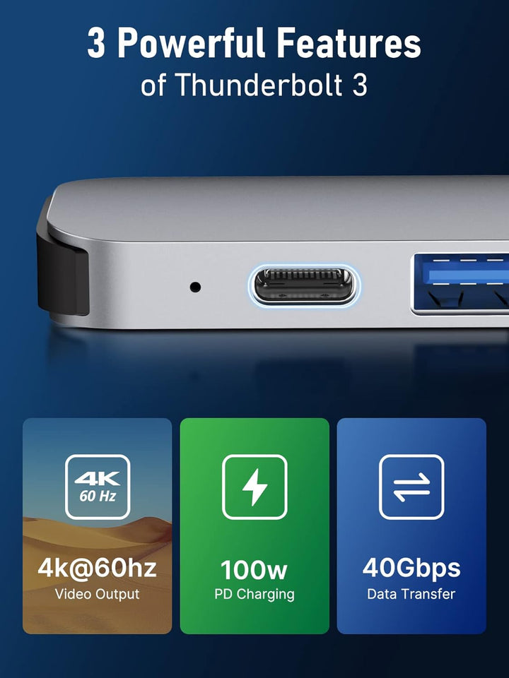 USB C Hub, Lemorele 7 in 2 USB C Docking Station mit Thunderbolt 3, USB 3.0 Ports, SD/TF Kartenleser