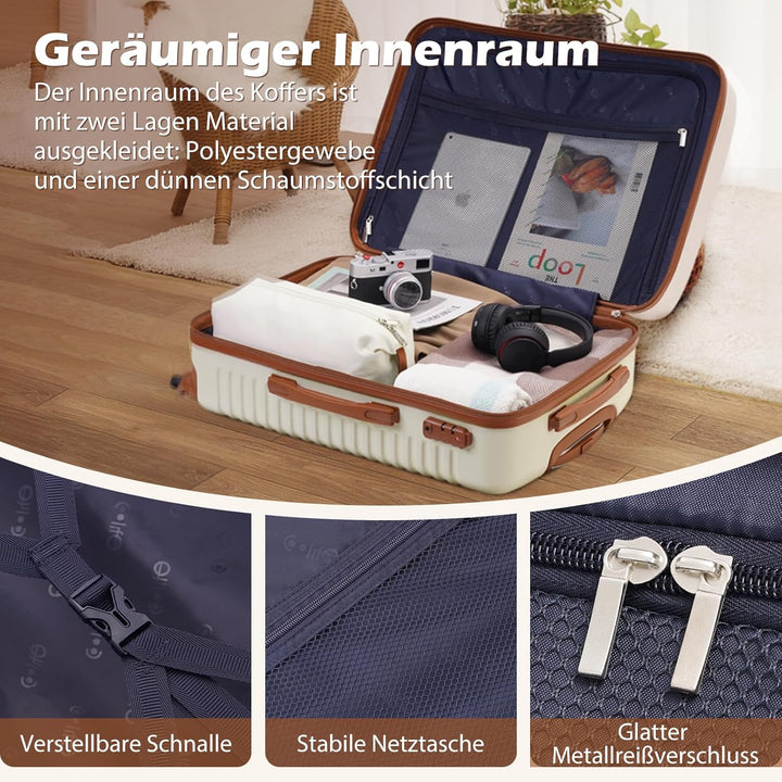 COOLIFE Koffer Trolley Koffer Reisekoffer von ABS Hartschalen Trolley 4 Rollen TSA-Schloss Der Koffe