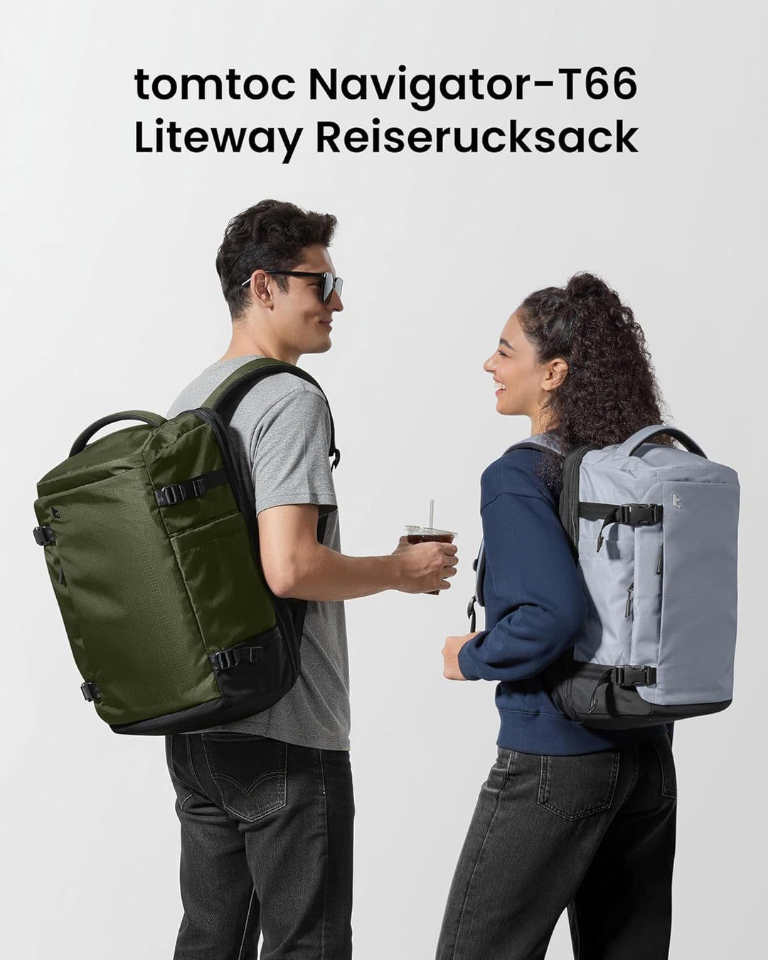 tomtoc 40L Reiserucksack, TSA-freundlicher Handgepäck Rucksack, Wasserdichter Rucksack Handgepäck Fl
