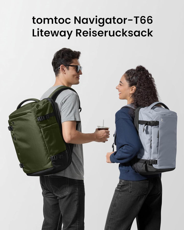 tomtoc 40L Reiserucksack, TSA-freundlicher Handgepäck Rucksack, Wasserdichter Rucksack Handgepäck Fl