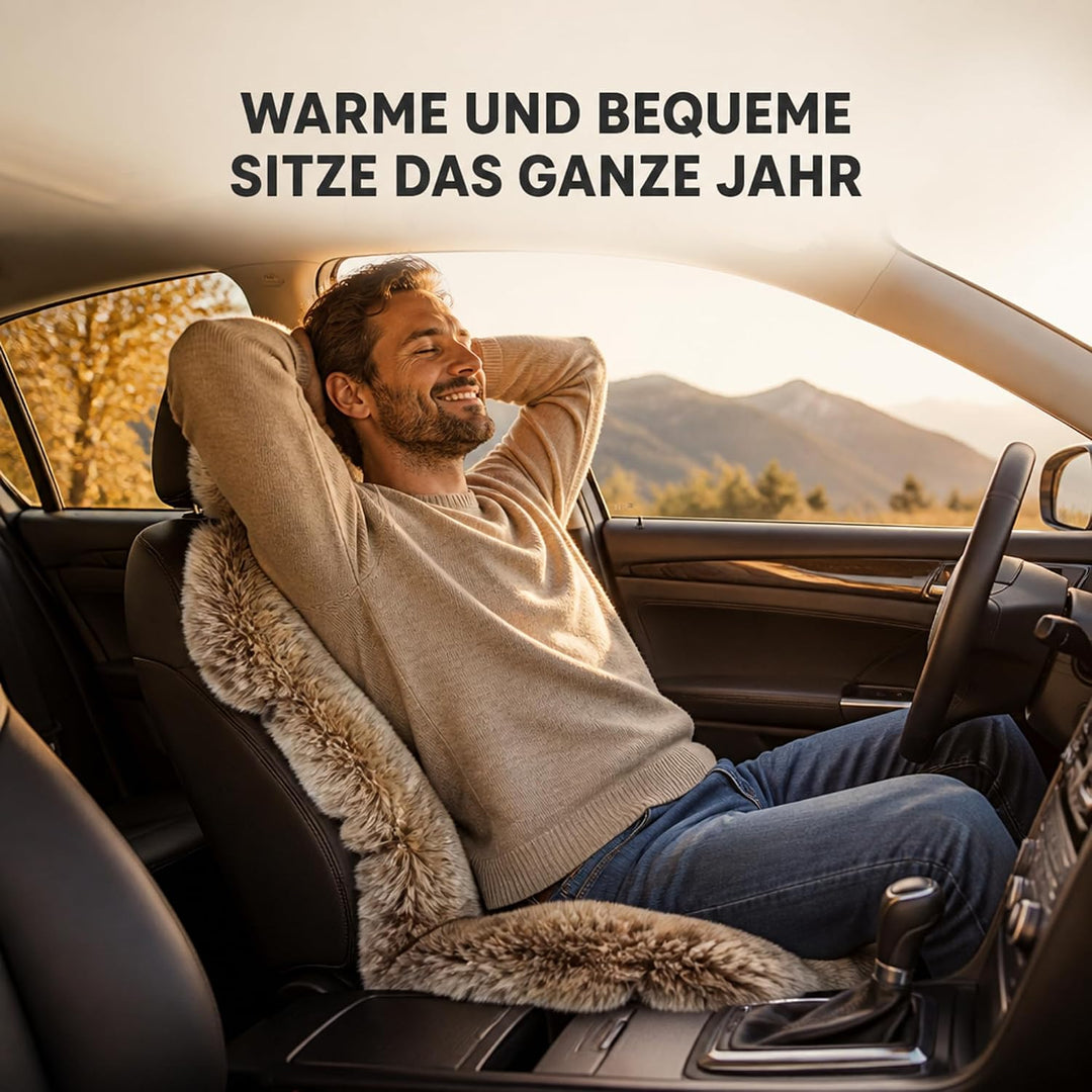 Hochwertige Autofell Sitzauflage für Ledersitz – Geeignet für Jede Jahreszeit – Einfache Montage - U