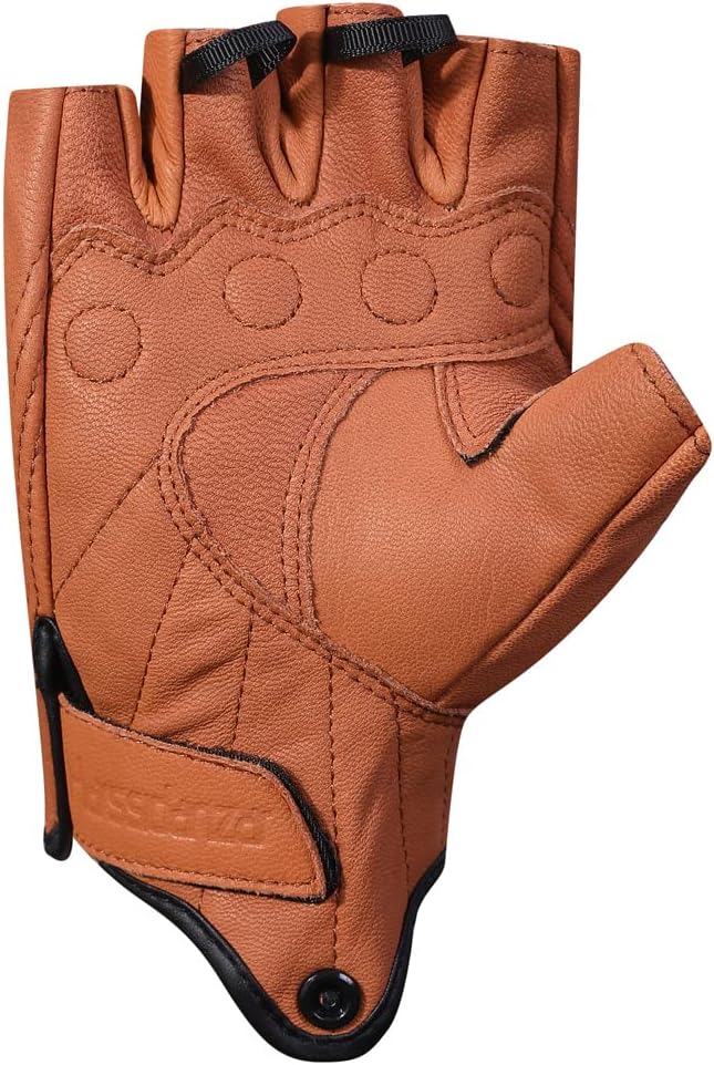 Harssidanzar Herren Vollfinger Ziegenleder Touchscreen Motorrad Fingerlose Handschuhe GM037EU M Bräu
