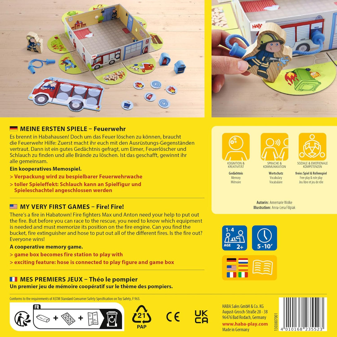 HABA Feuerwehr – Meine ersten Spiele – interaktives Feuerwehr Spielzeug für Kinder ab 2 Jahren, Spie