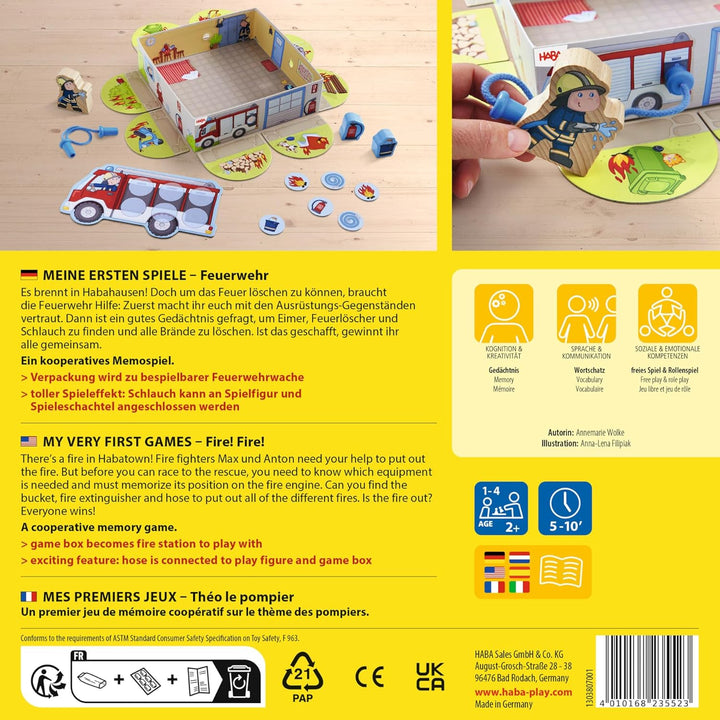 HABA Feuerwehr – Meine ersten Spiele – interaktives Feuerwehr Spielzeug für Kinder ab 2 Jahren, Spie