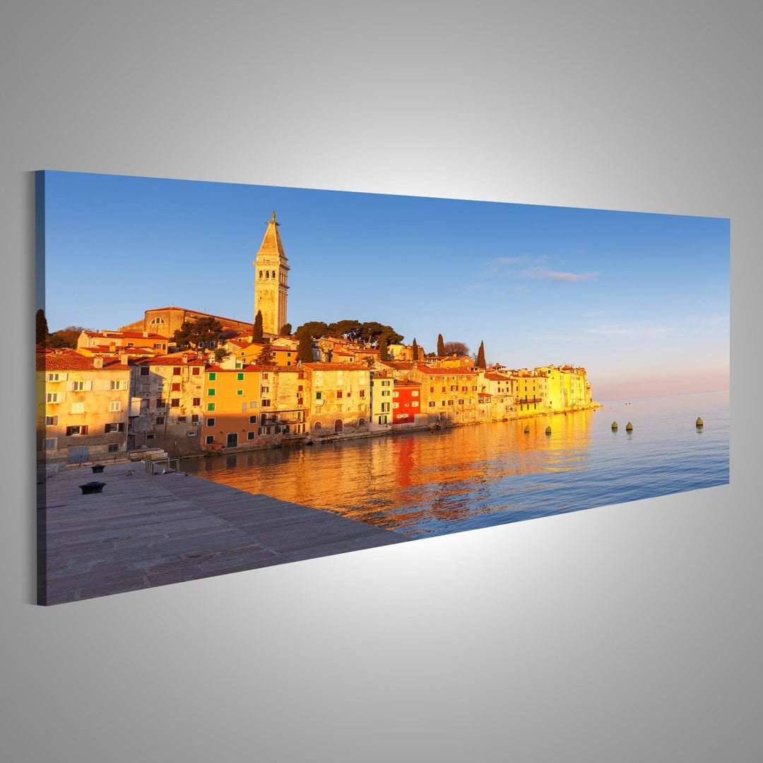 islandburner Bild Bilder auf Leinwand Schöner Sonnenuntergang in Rovinj in der adriatischen Seeküste